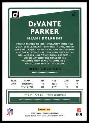2020 Donruss DeVante Parker 151 Miami Dolphins - Football Card Single