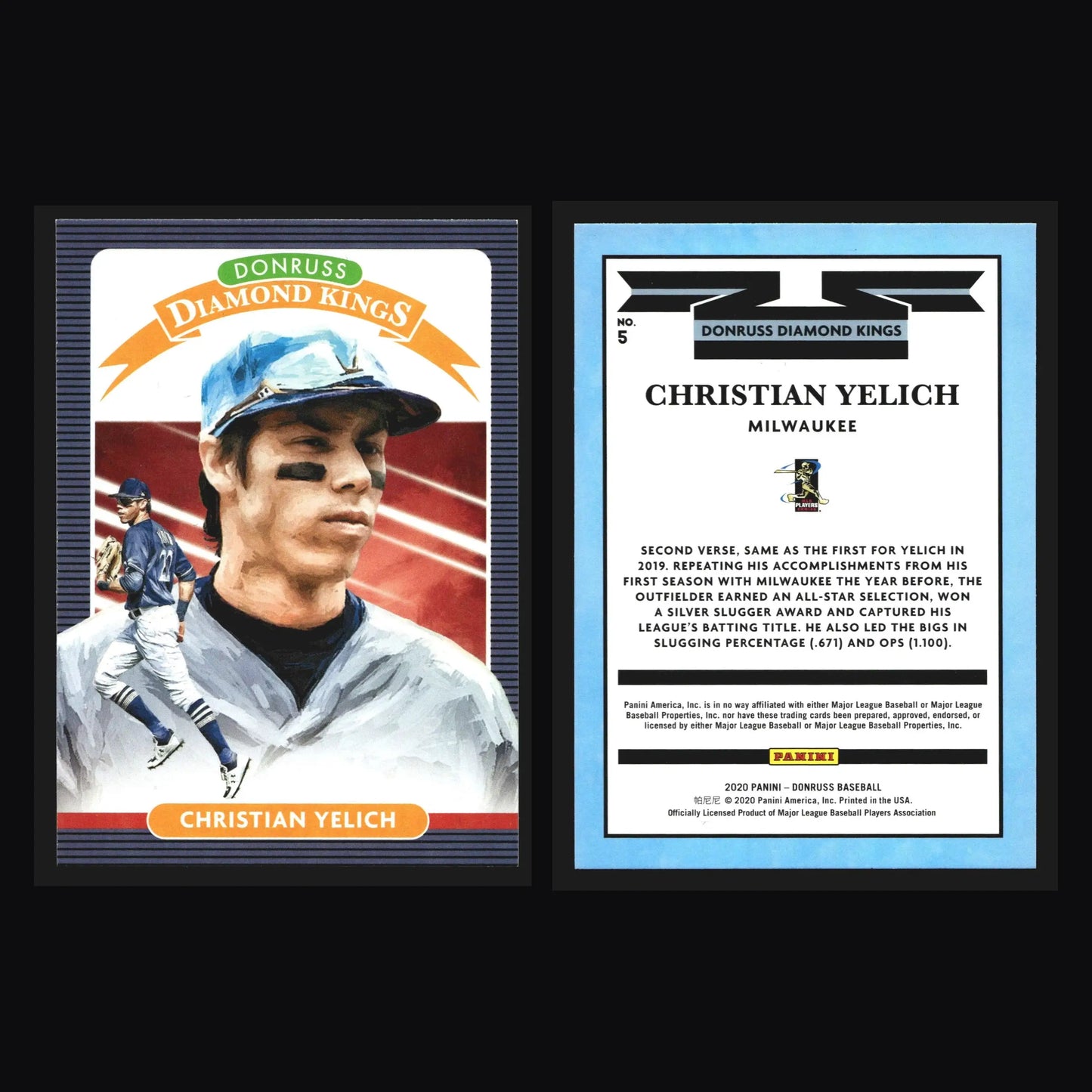 2020 Donruss Diamond Kings #5 Christian Yelich Milwaukee Brewers - Baseball Card Single