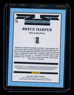 2020 Donruss Diamond Kings Bryce Harper #24 Blue Baseball - Baseball Card Single