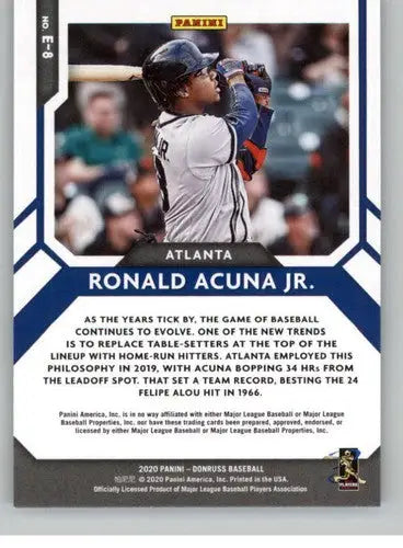 2020 Donruss Elite Series Diamond #8 Ronald Acuna Jr. NM-MT Braves - Baseball Card Single