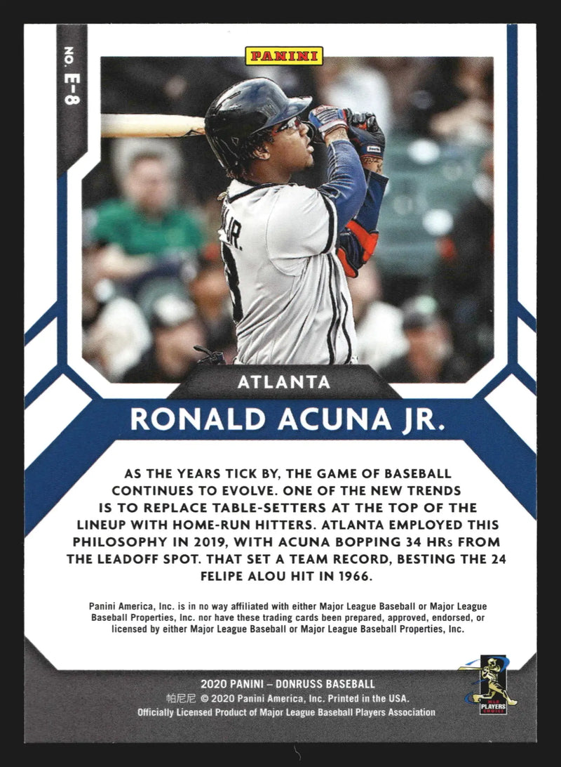 2020 Donruss Elite Series #E-8 Ronald Acuna Jr. Diamond Parallel Atlanta
