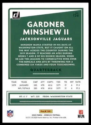 2020 Donruss Gardner Minshew II 126 Jacksonville Jaguars - Football Card Single