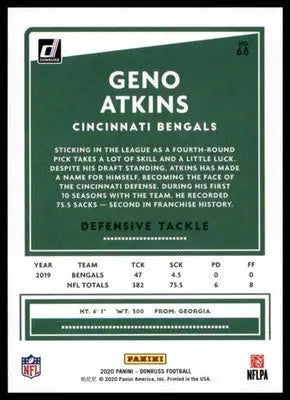 2020 Donruss Geno Atkins 68 Cincinnati Bengals - Football Card Single