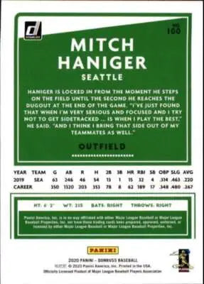 2020 Donruss Holo Orange #100 Mitch Haniger NM-MT Mariners - Baseball Card Single