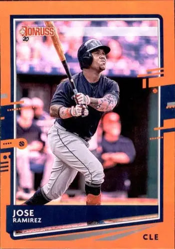 Jose Ramirez baseball card from 2020 Donruss Holo Orange with original gloss