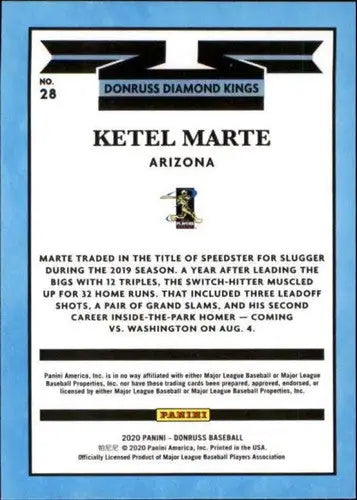 Original gloss Donruss Holo Orange Ketel Marte baseball card in 2020 Donruss Holo series