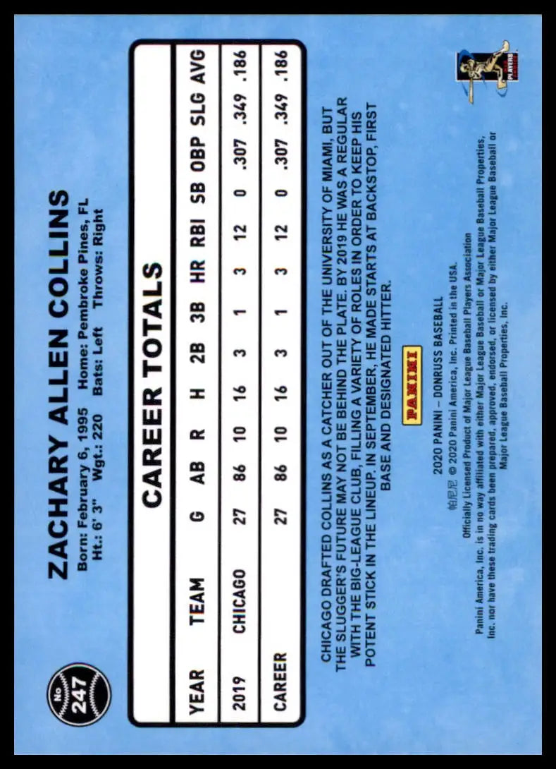 2020 Donruss - Holo Orange Variation Zack Collins 247 Chicago White Sox NM - Baseball Card Single