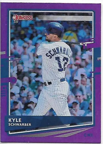 Kyle Schwarber baseball card with original gloss from 2020 Donruss Holo Purple series