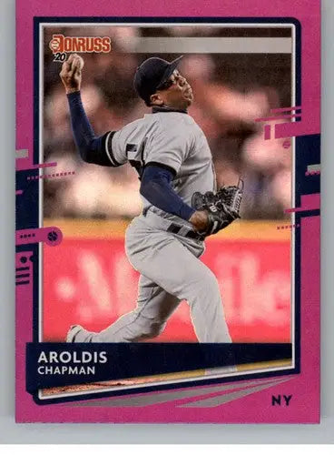 Original gloss Aroldis Chapman baseball trading card Donruss Holo Purple Donruss Holo