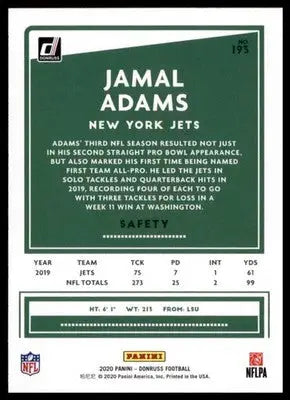 2020 Donruss Jamal Adams 193 New York Jets - Football Card Single