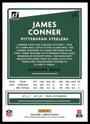 2020 Donruss James Conner 215 Pittsburgh Steelers - Football Card Single