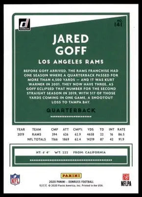 2020 Donruss Jared Goff 141 Los Angeles Rams