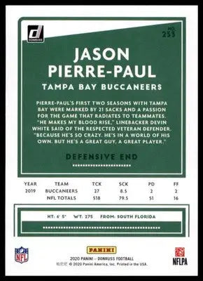 2020 Donruss Jason Pierre-Paul 233 Tampa Bay Buccaneers - Football Card Single