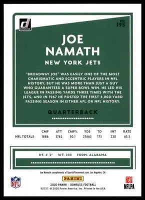 2020 Donruss Joe Namath 195 New York Jets - Football Card Single