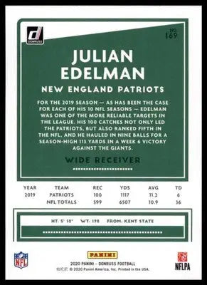 2020 Donruss Julian Edelman 169 New England Patriots - Football Card Single