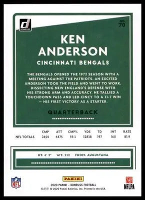 2020 Donruss Ken Anderson 70 Cincinnati Bengals - Football Card Single