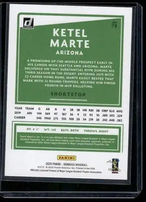 2020 Donruss Ketel Marte #78 Baseball - Baseball Card Single
