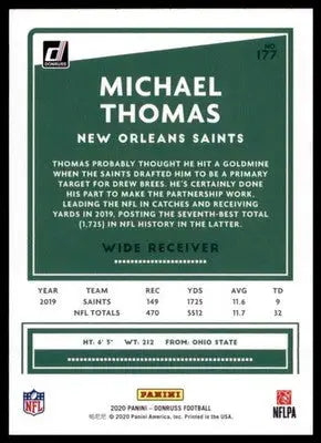 2020 Donruss Michael Thomas 177 New Orleans Saints - Football Card Single