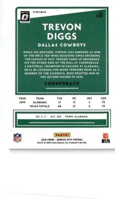 2020 Donruss Optic #110 Trevon Diggs Blue Scope - Football Card Single