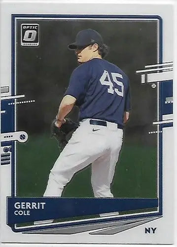 Gerrit Cole baseball card from Donruss Optic 2020 with original gloss and Yankees team