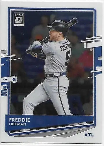Freddie Freeman baseball trading card with blue border from Donruss Optic 2020 original gloss