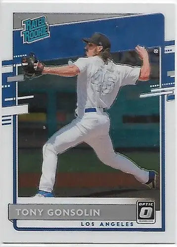 Tony Gonsolin baseball card with original gloss from 2020 Donruss Optic series
