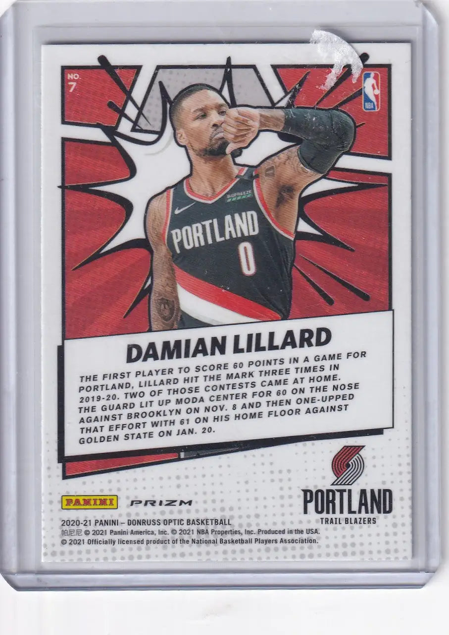 2020 DONRUSS OPTIC #7 DAMIAN LILLARD MY HOUSE SILVER- PORTLAND TRAIL BLAZZERS - Basketball Card Single