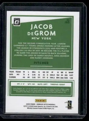 2020 Donruss Optic Jacob deGrom #103 Baseball - Baseball Card Single