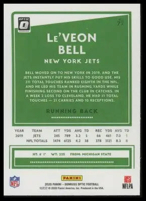 2020 Donruss Optic Le’Veon Bell 77 New York Jets