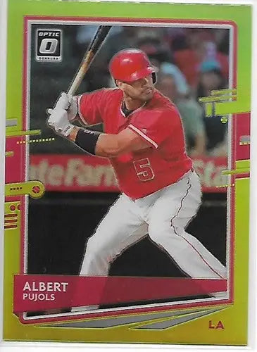 Original gloss 2020 Donruss Optic Lime Green Albert Pujols baseball card for Angels