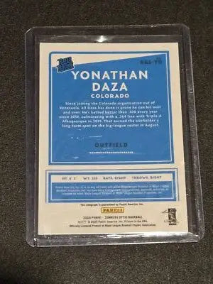 2020 Donruss Optic #RRS-YD Yonathan Daza Rated Rookies Signatures - Baseball Card Single