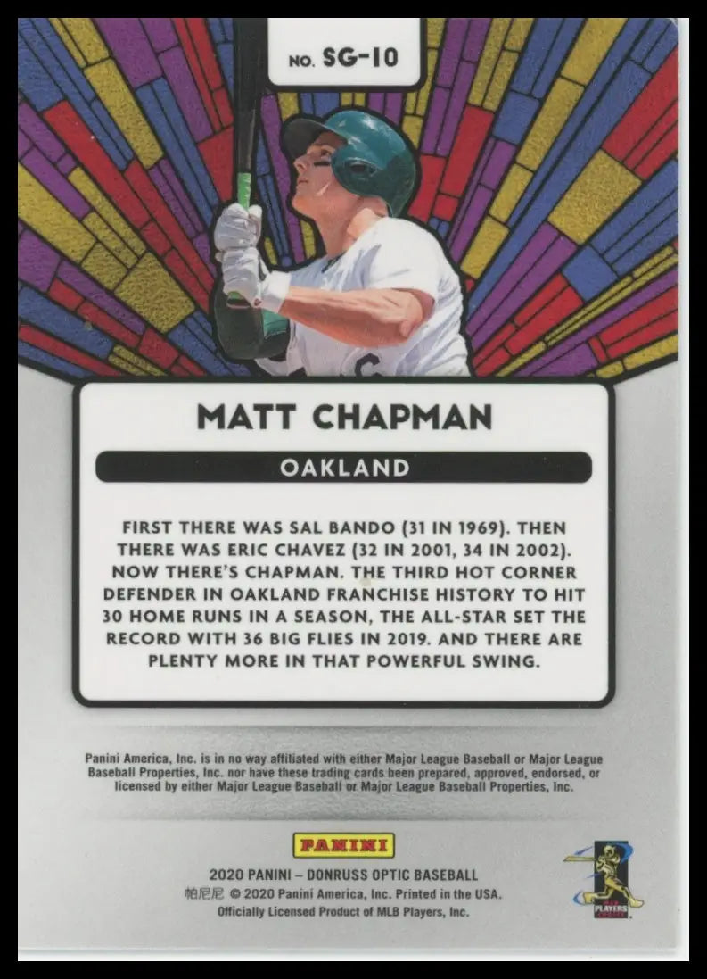 2020 Donruss Optic - Stained Glass Matt Chapman SG-10 Oakland Athletics NM - Baseball Card Single