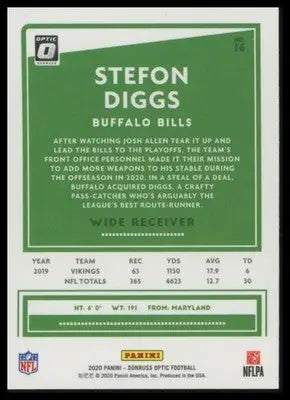 2020 Donruss Optic Stefon Diggs 16 Buffalo Bills