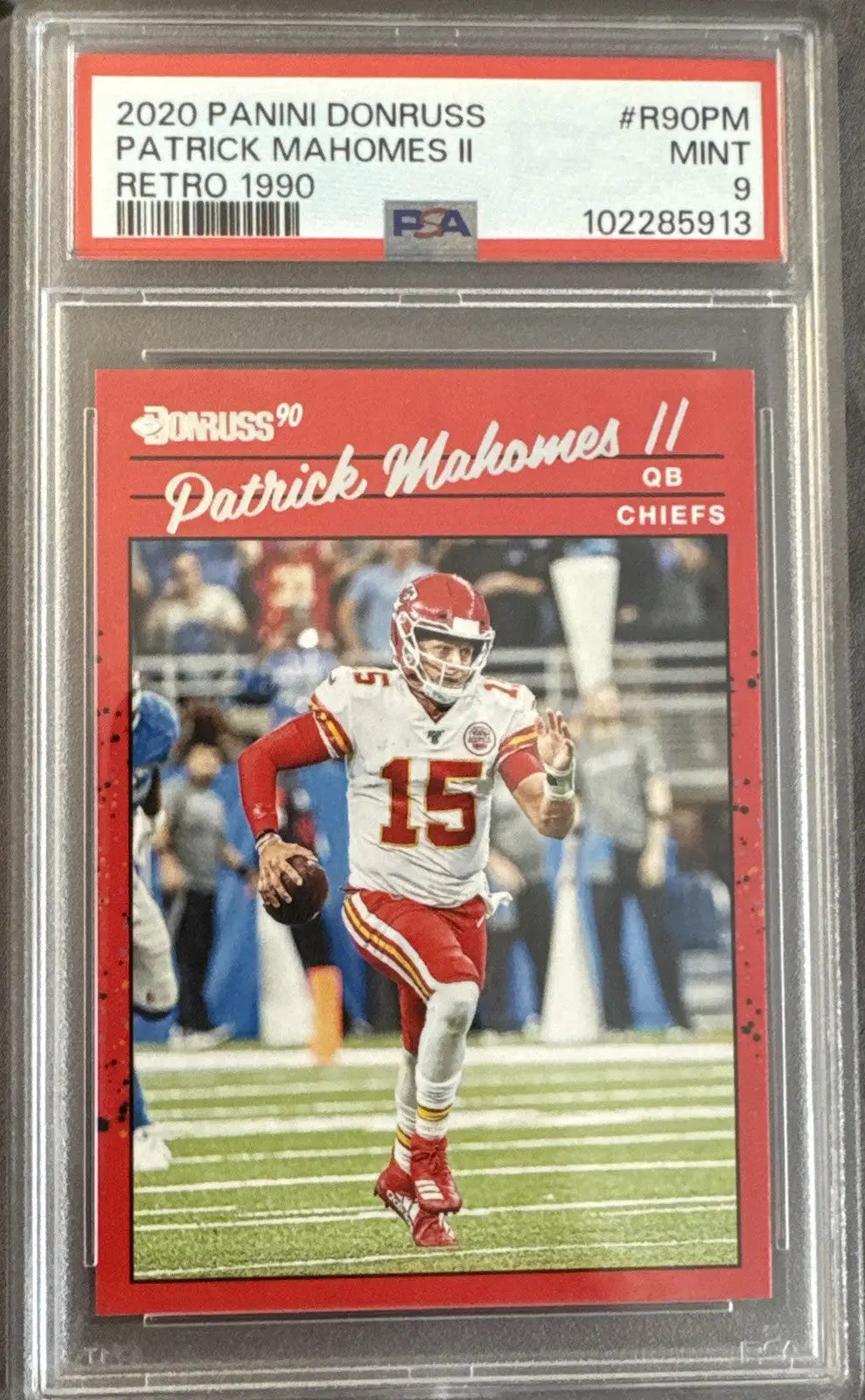 Graded Donruss Patrick Mahomes II Retro 1990 football card for Chiefs fans