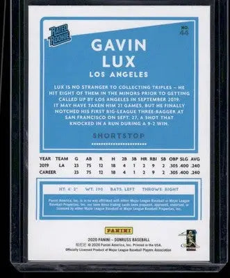 2020 Donruss Rated Rookie Gavin Lux #44 Orange Baseball - Baseball Card Single
