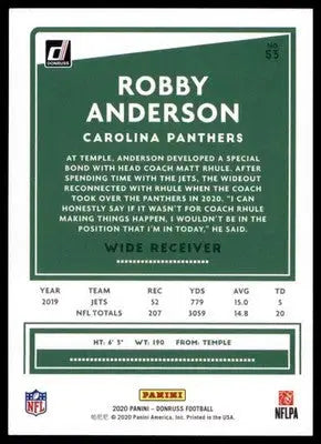 2020 Donruss Robby Anderson 53 Carolina Panthers