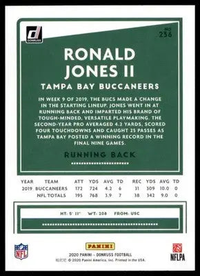 2020 Donruss Ronald Jones II 236 Tampa Bay Buccaneers - Football Card Single
