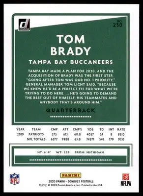 2020 Donruss Tom Brady 230 Tampa Bay Buccaneers - Football Card Single