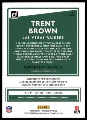 2020 Donruss Trent Brown 202 Las Vegas Raiders - Football Card Single
