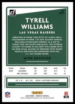 2020 Donruss Tyrell Williams 203 Las Vegas Raiders - Football Card Single