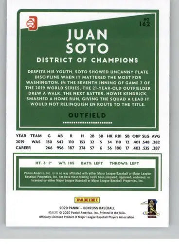 2020 Donruss Variations #162 Juan Soto NM-MT Nationals - Baseball Card Single