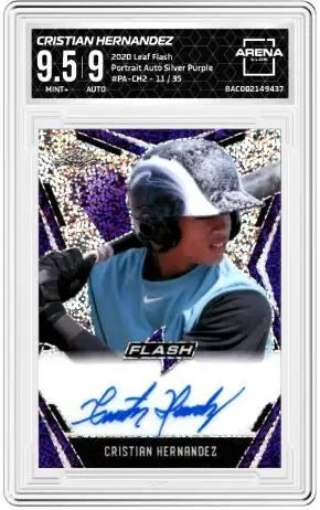 2020 Leaf Cristian Hernandez #PA-CH2 Portrait Auto Silver Purple 11/35 AC 9.5 - Baseball Card Single