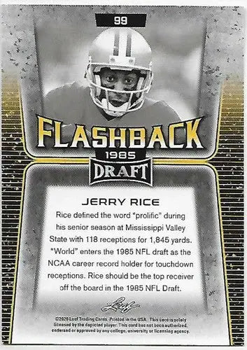Original gloss Jerry Rice football card 2020 Leaf Draft Red Simply Sandoval NM Near Mint