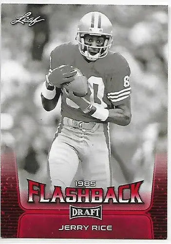 2020 Leaf Draft Red Jerry Rice football card with original gloss displayed by Simply Sandoval