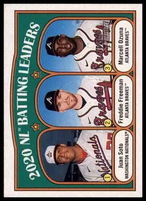 2020 NL Batting Leaders Soto Freeman Ozuna 2021 Topps Heritage #85 - Baseball Card Single
