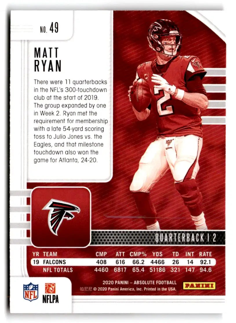 2020 Panini Absolute #49 Matt Ryan - Football Card Single