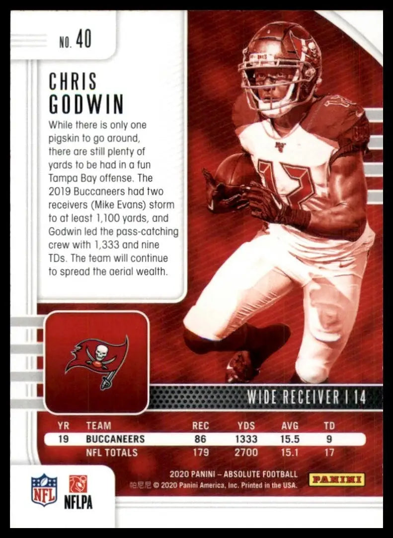 2020 Panini Absolute Chris Godwin #40 Tampa Bay Buccaneers Football Card NFL
