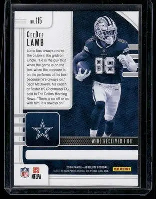 2020 Panini Absolute Football CeeDee Lamb #115 RC Football - Football Card Single