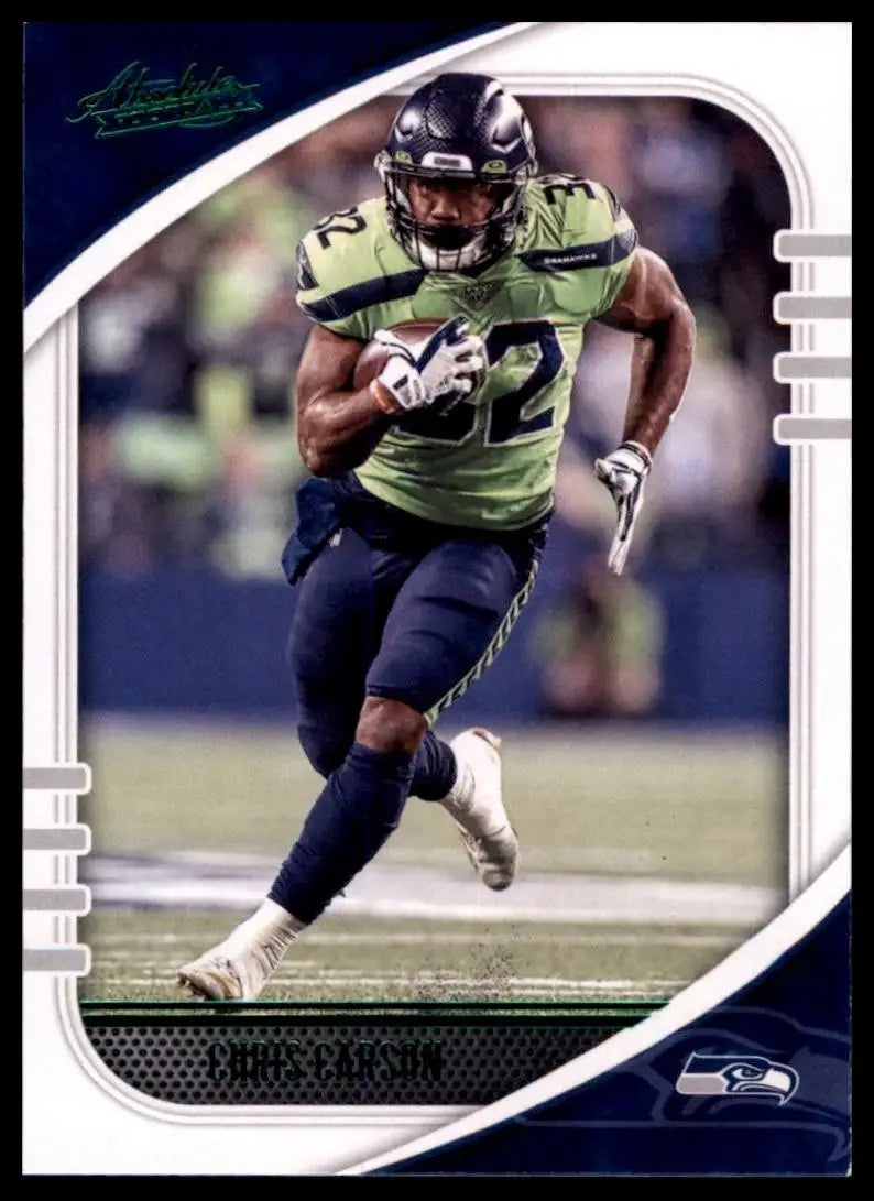 2020 Panini Absolute Green Chris Carson #82 Seattle Seahawks Football Card NFL - Football Card Single