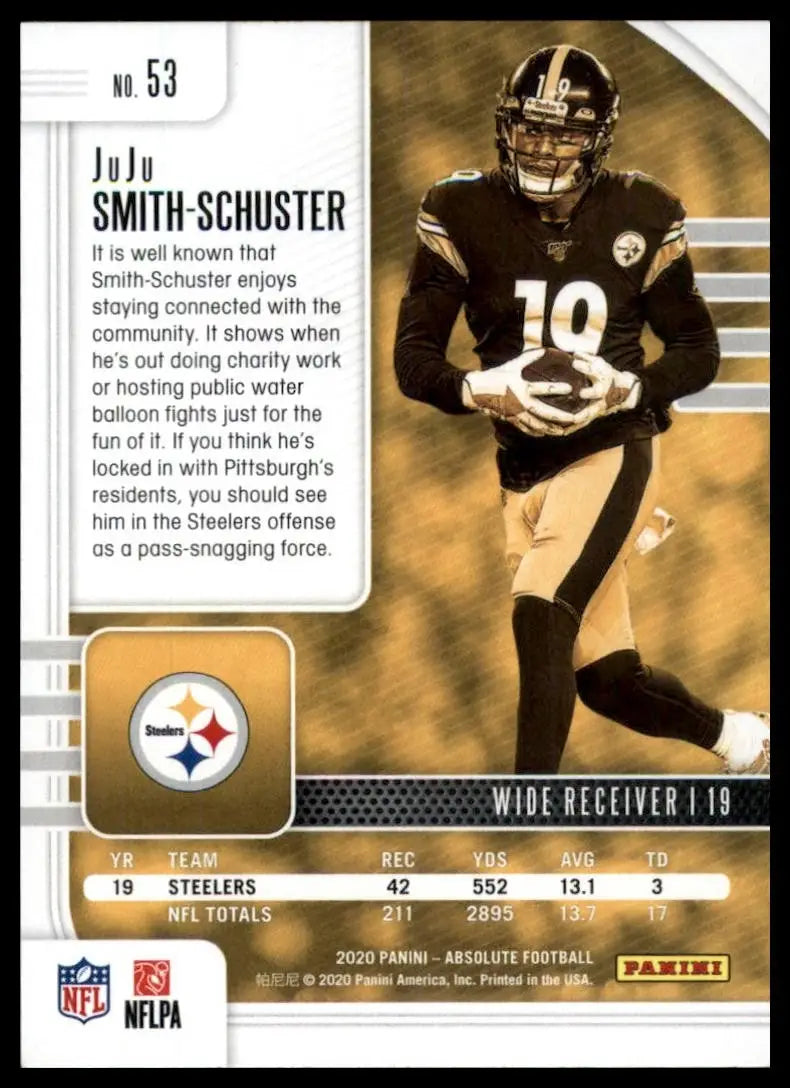 2020 Panini Absolute Green JuJu Smith Schuster #53 Pittsburgh Steelers Football - Football Card Single